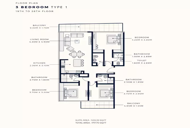 Azizi Park Avenue — 3BR floor plan