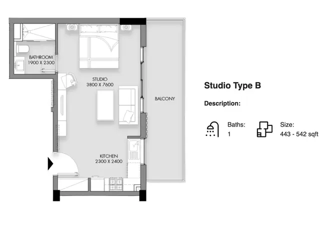 Cavara Circle — Studio floor plan