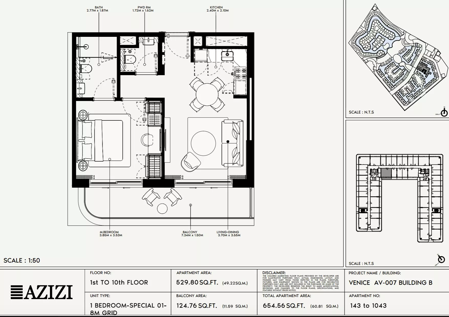 Azizi Venice 7 Type 143-Building B, 1 bed