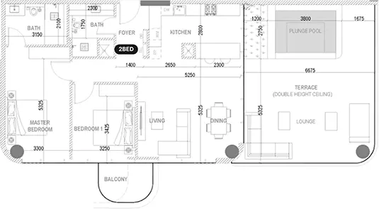 Villa Del Divos Residences — 2BR floor plan