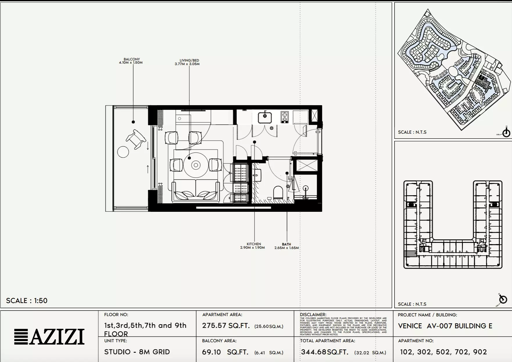 Azizi Venice 7 Type 102-Building E, studio