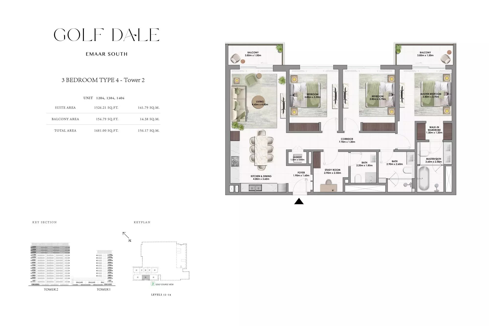 Golf Dale Type 4-Tower 2, 3 beds