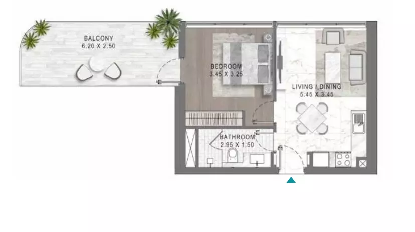Lagoons Views Phase 2 By Damac Tower 11C, 11D, 12C & 12D Type 32, 1 bed