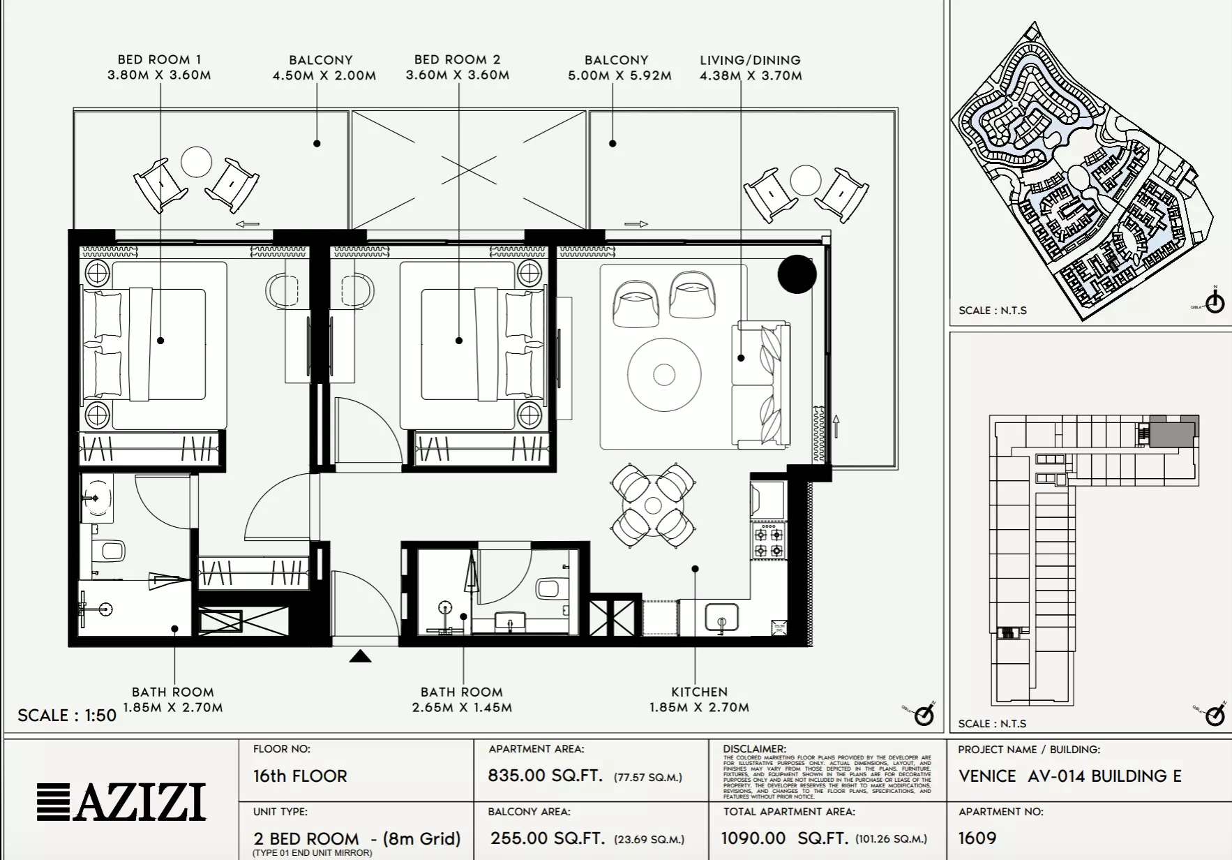 Azizi Venice 14 Type 1609-Building E, 2 beds