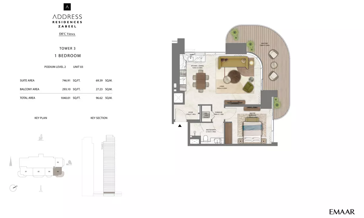 Address Residences Zabeel Unit 3, 1 bed