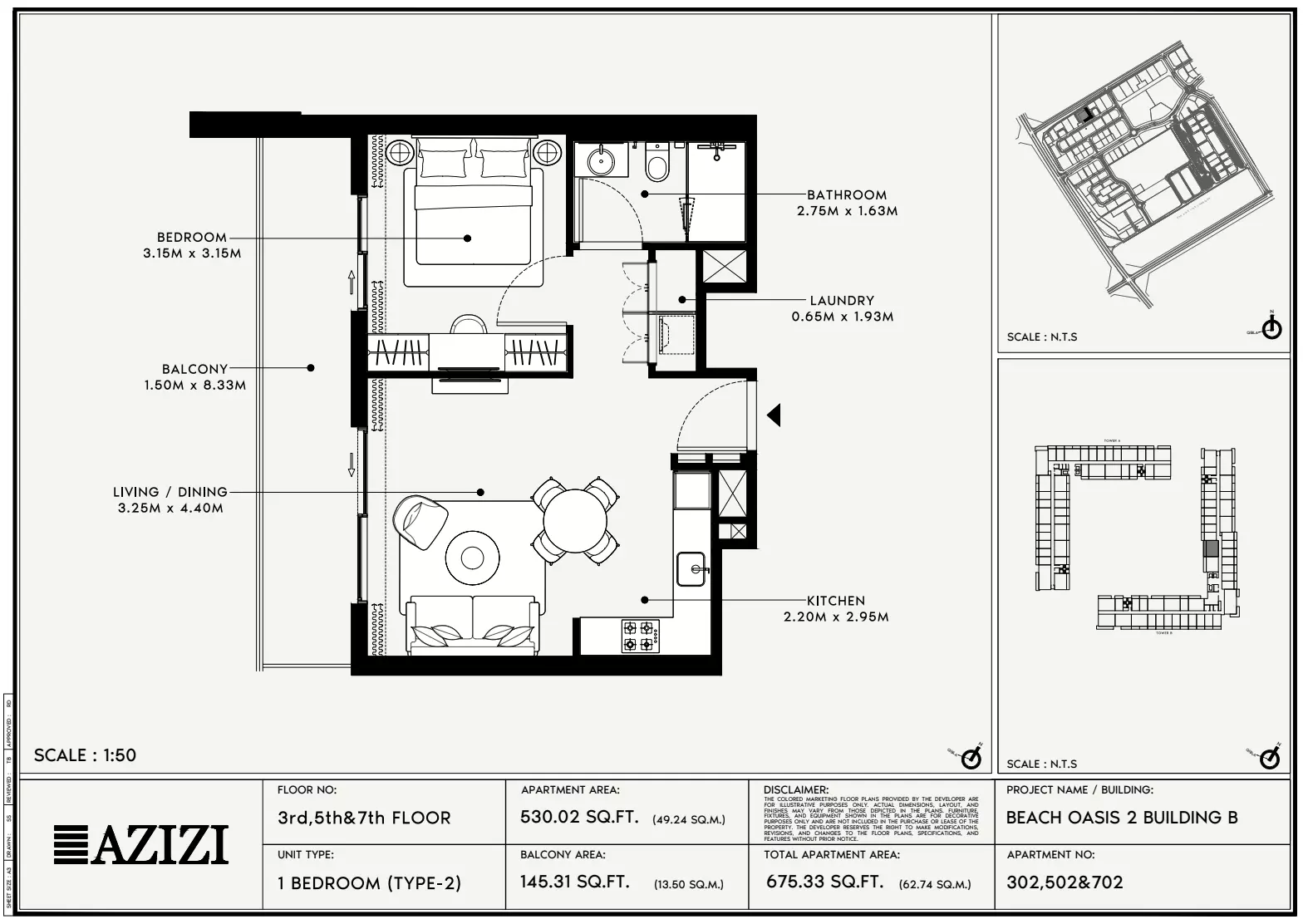 Beach Oasis 2 — 1BR floor plan