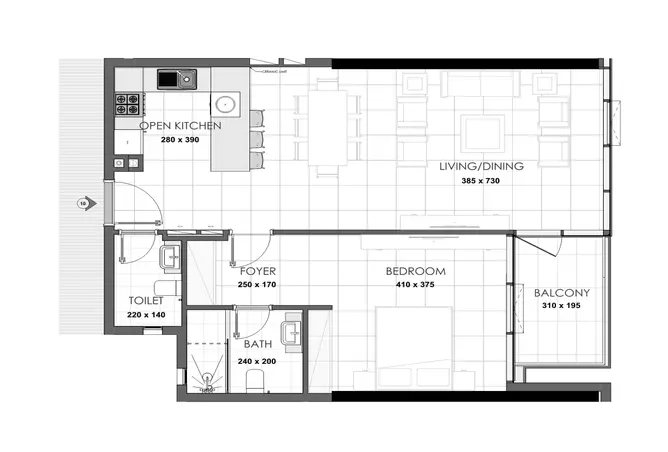 Palatium Residences — 1BR floor plan