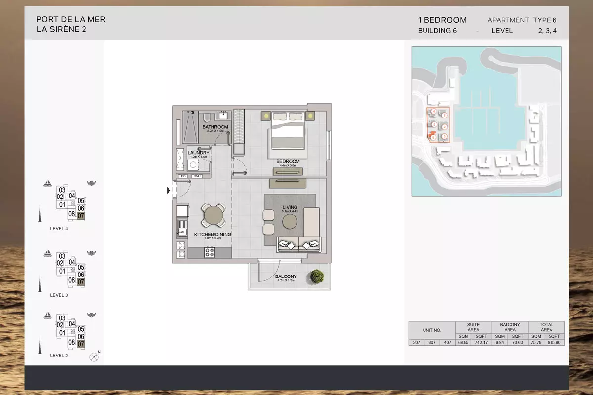 La Sirene Phase 2 By Meraas Type 6-Building 6, 1 bed