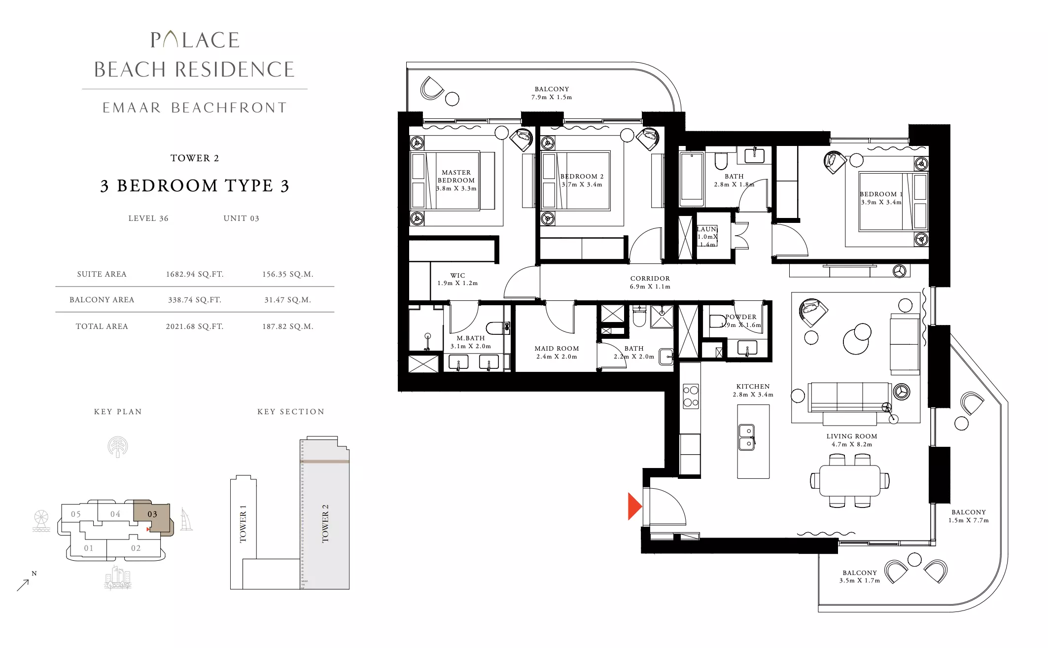 Palace Beach Residence Type 3, 3 beds