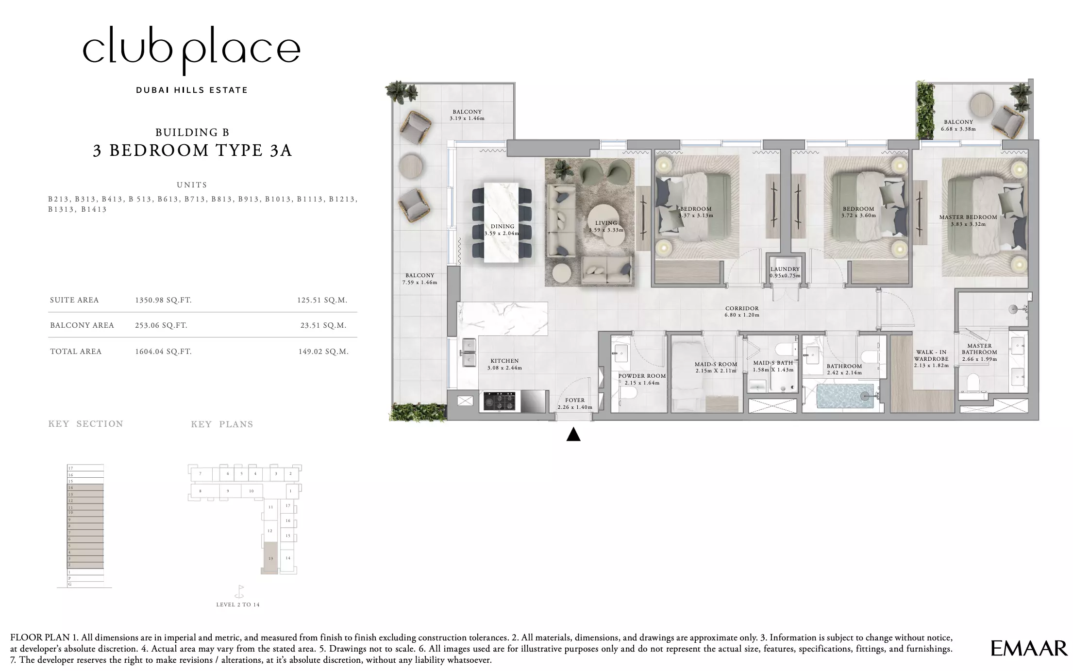 Club Place Building B - Type 3A, 3 beds