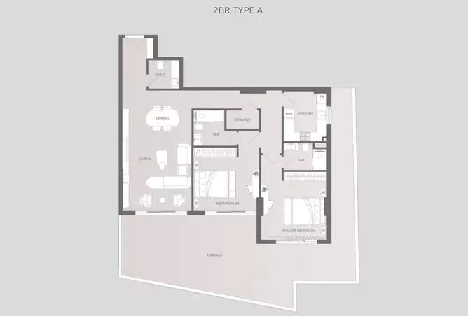 Delvara Residence — 2BR floor plan
