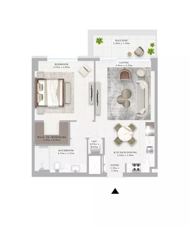 Ocean Point 1 By Emaar — 1BR floor plan
