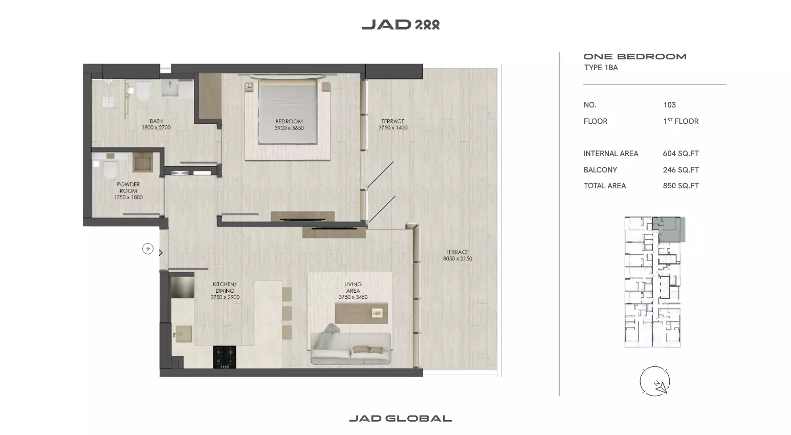 JAD288 - Type 1-Tower B Floor Plan