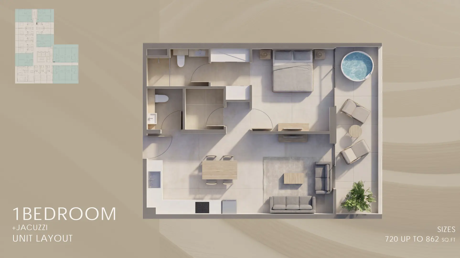 Sky Harmony By Peace Homes — 1BR floor plan