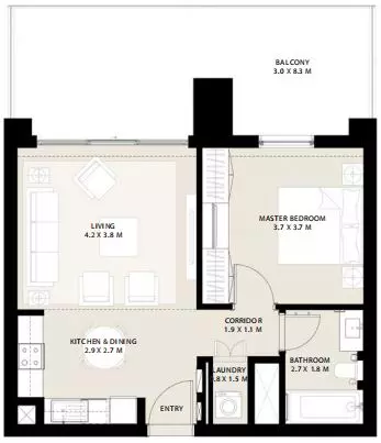 Park Field — 1BR floor plan