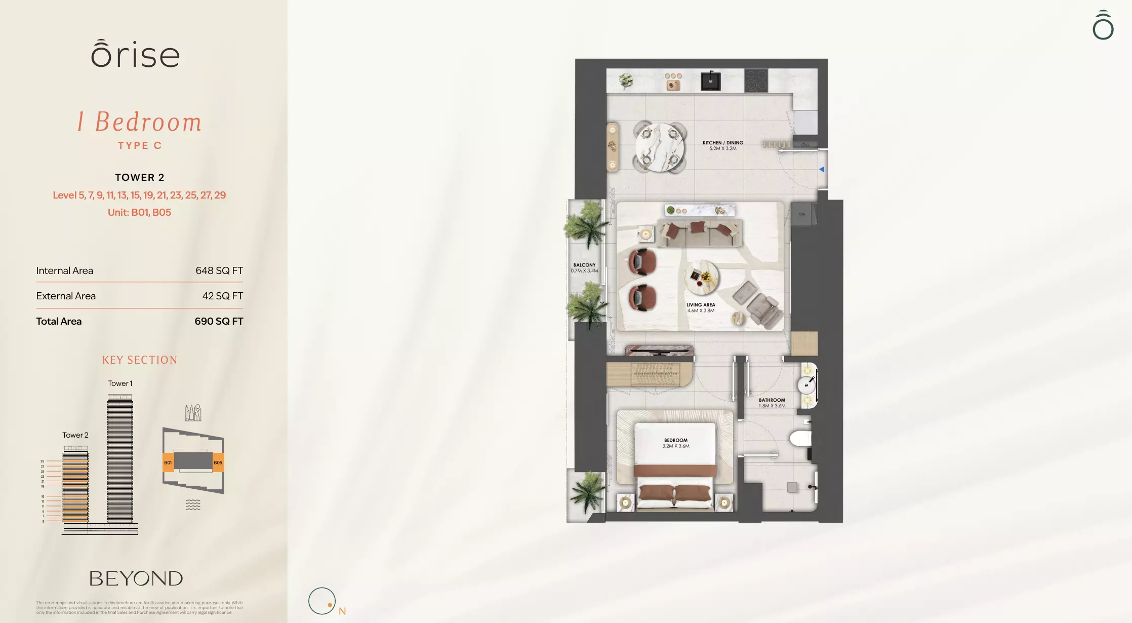 Orise by Beyond Type C - T2 - Level 5, 7, 9, 11, 13, 15, 19, 21, 23, 25, 27, 29, 1 bed
