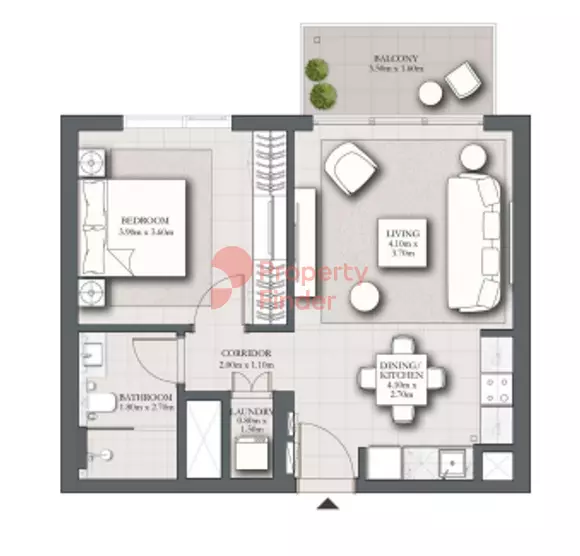Park Horizon Type B building 2 level 1 unit 107, 1 bed