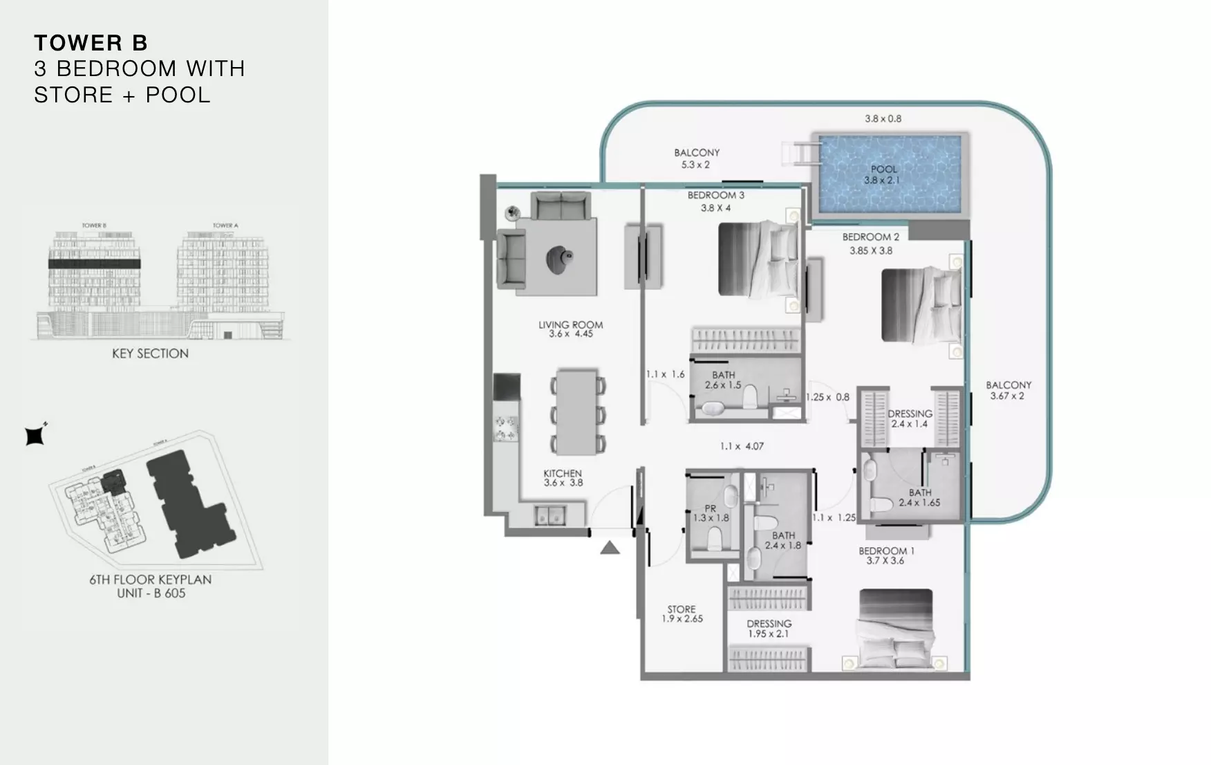 Ocean Bay by Samana Type B406, 3 beds