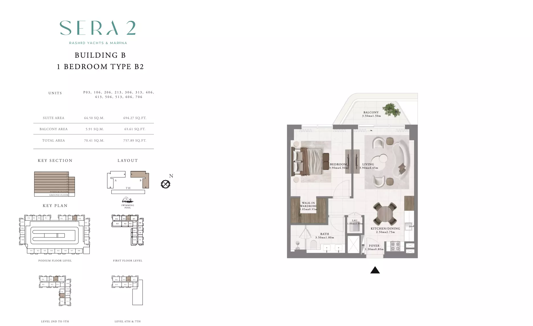 Sera Phase 2 By Emaar Type B2-Building B, 1 bed