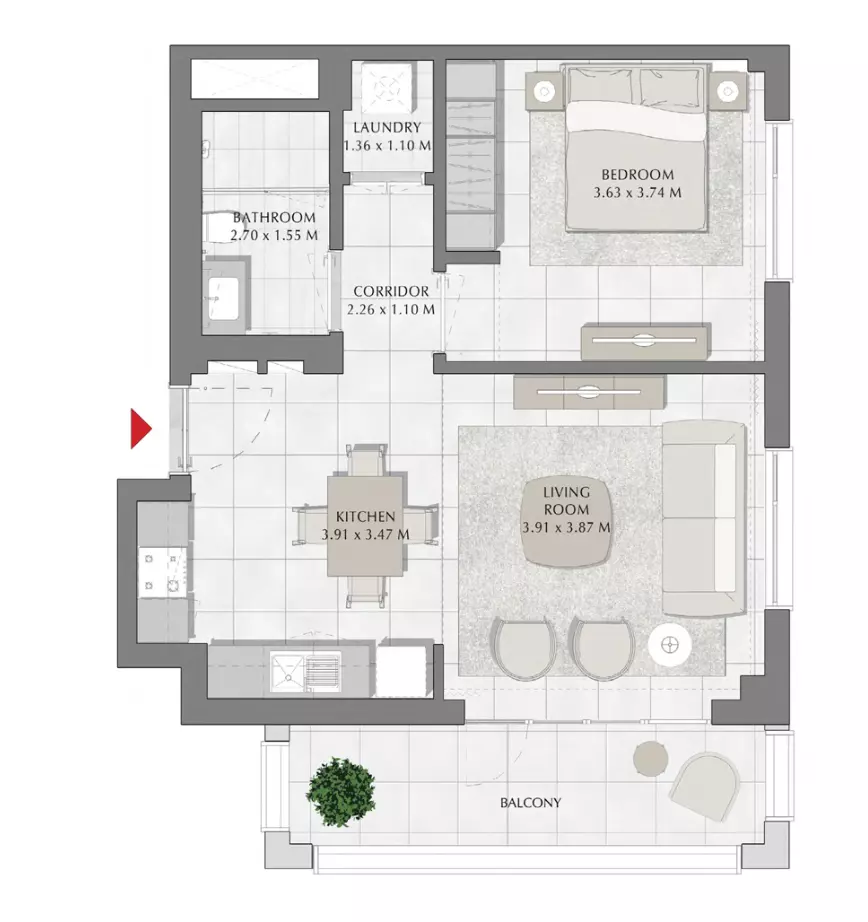 Summer B2-Type I, 1 bed