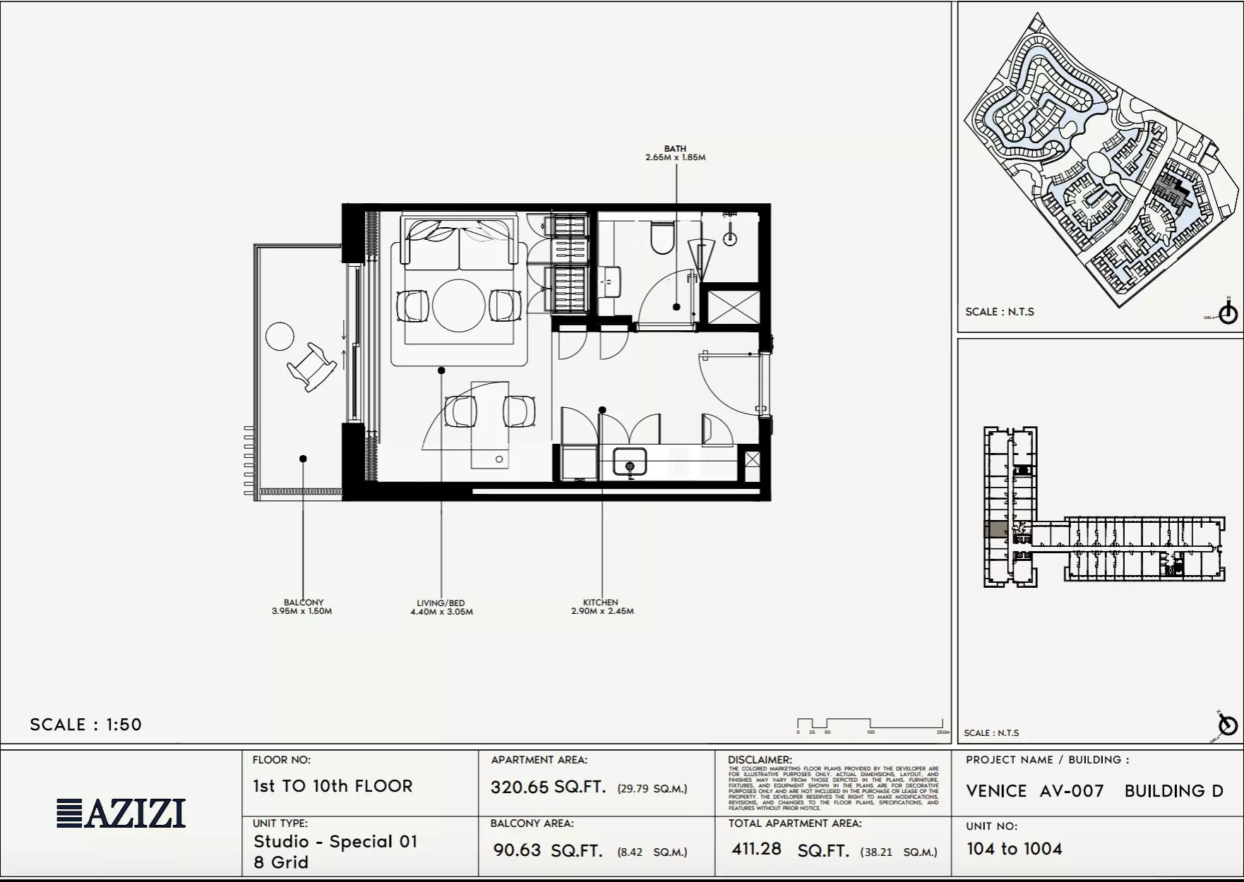 Azizi Venice 7 — Studio floor plan