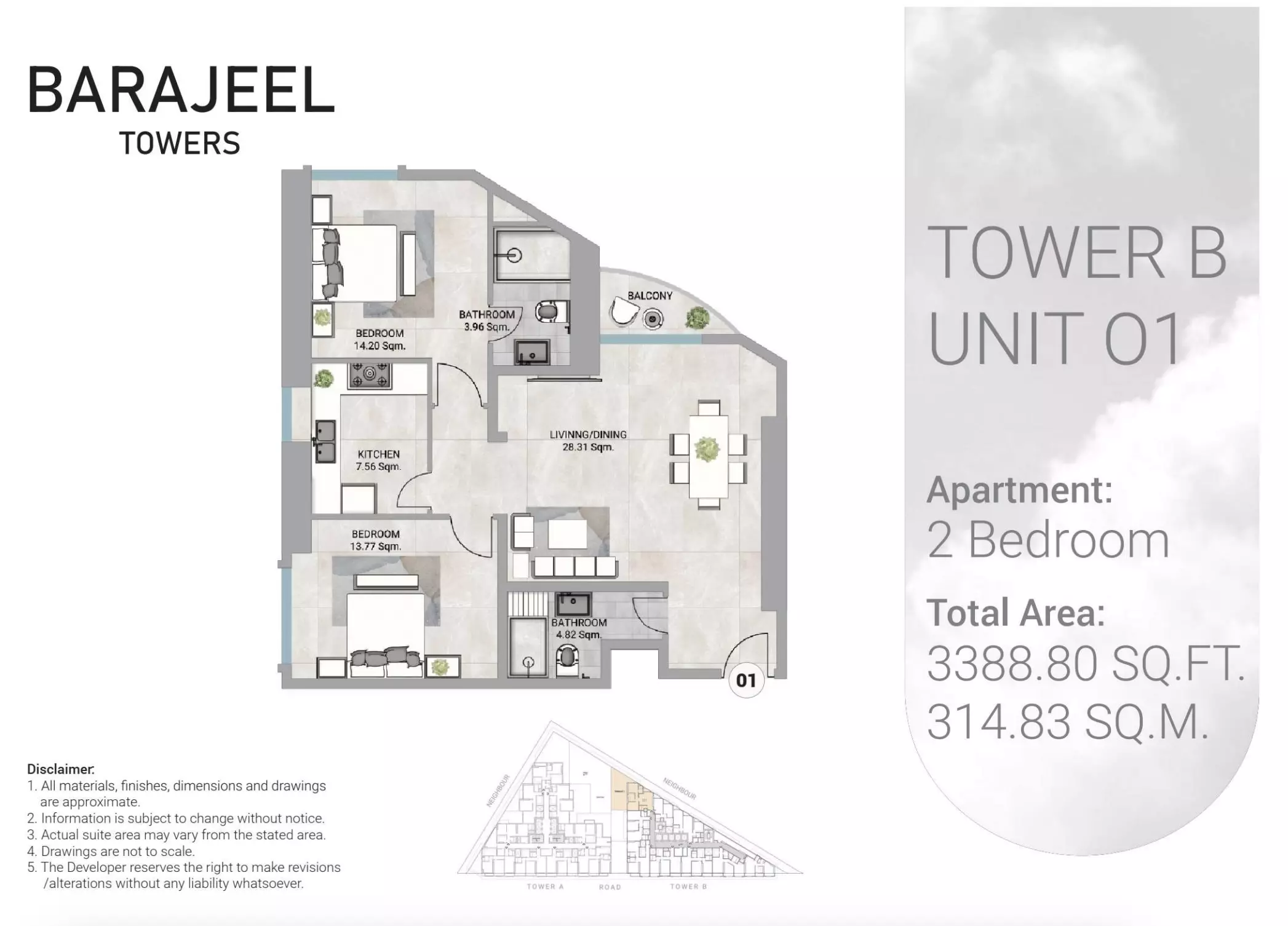 Barajeel Towers — 2BR floor plan