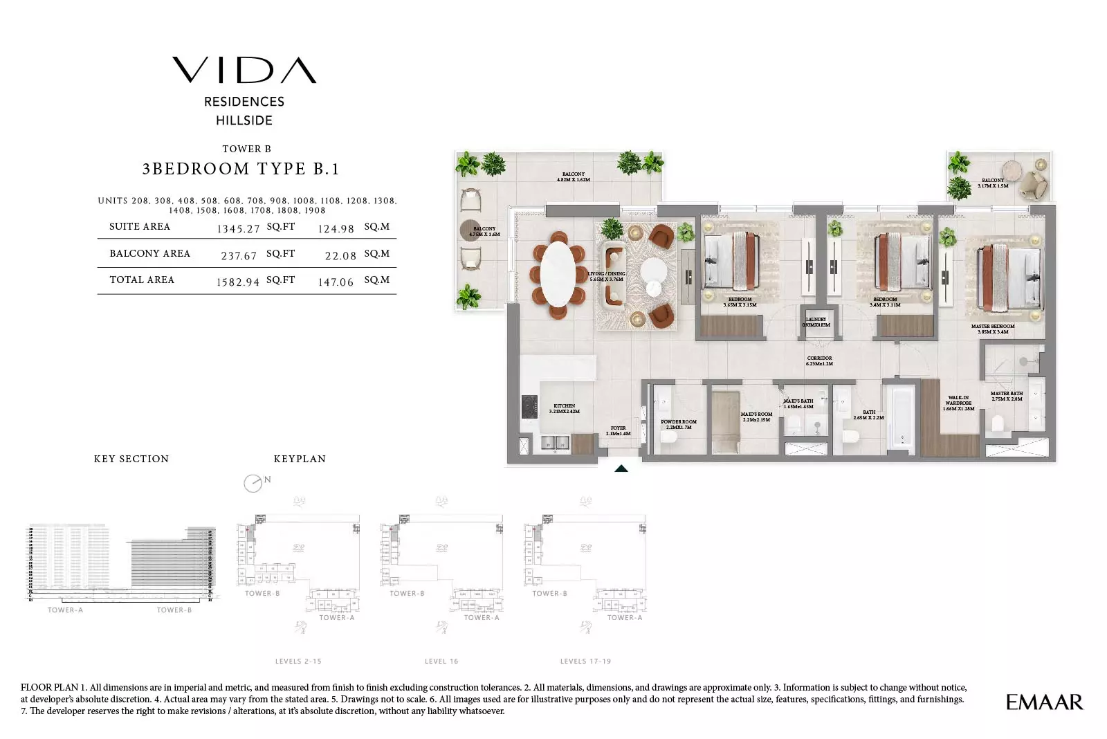 Vida Residences Hillside Type B1-Tower B, 3 beds