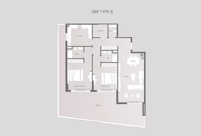 Delvara Residence — 2BR floor plan