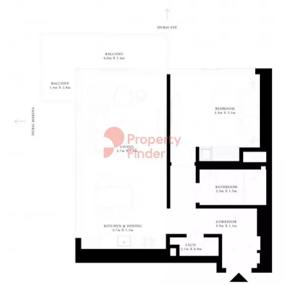 Grand Bleu Tower Unit 05 - Level 01, 1 bed