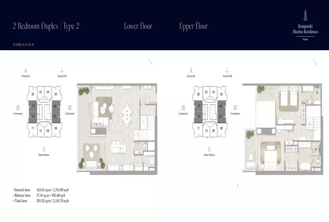 Kempinski Marina Residences — 2BR floor plan