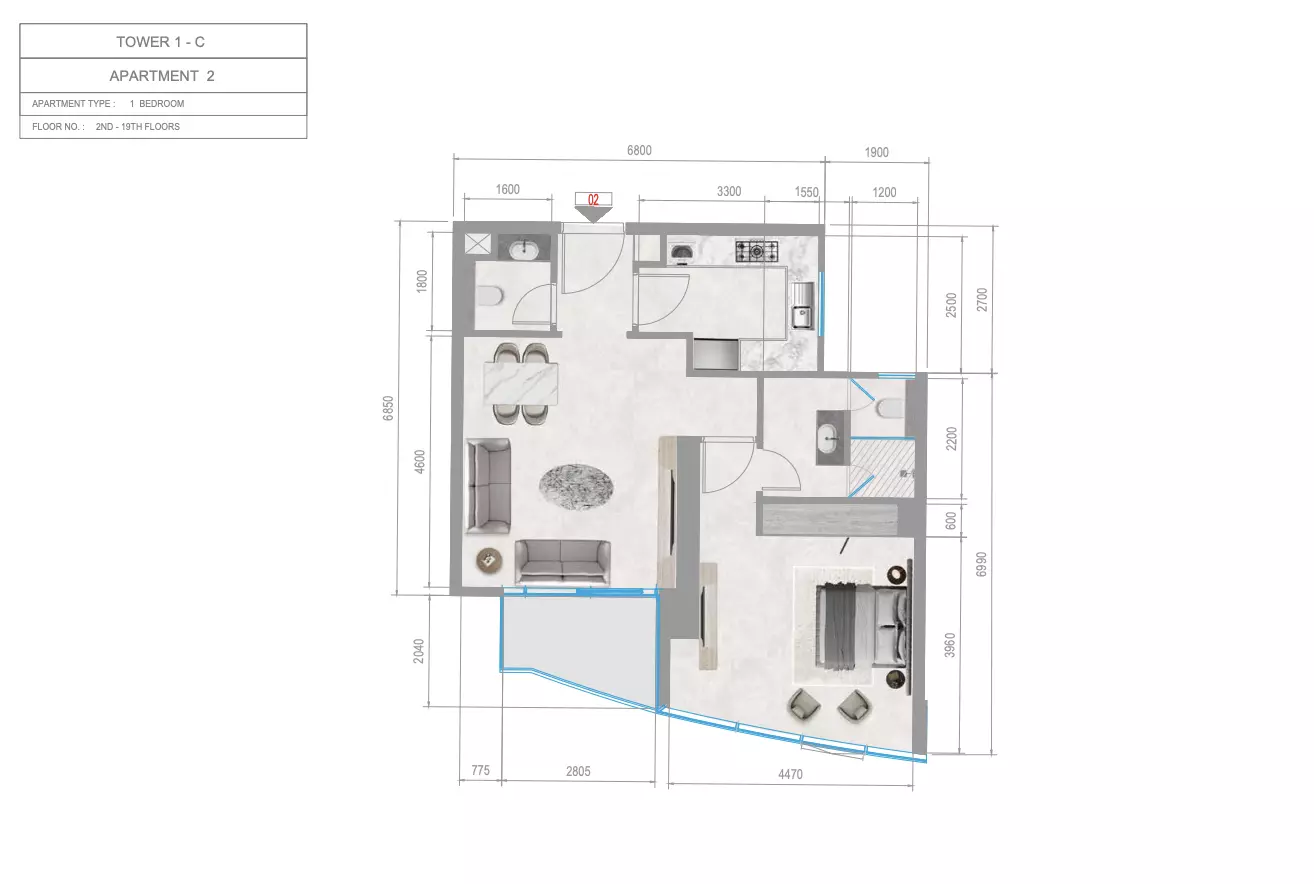 Orchid Towers Phase 1 - Type 3-Tower C Floor Plan
