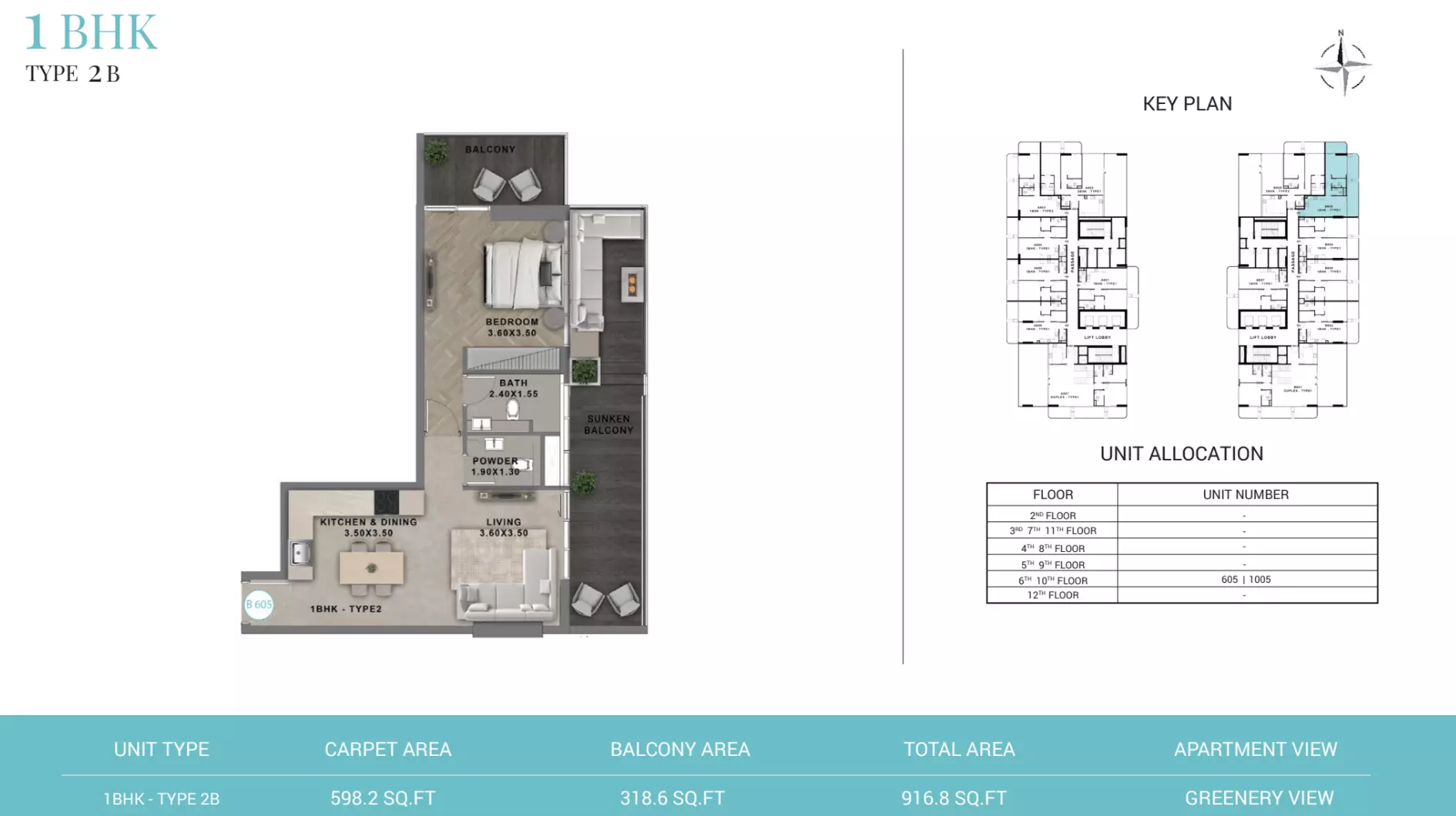 Reef 999 Type 2B - Tower B, 1 bed