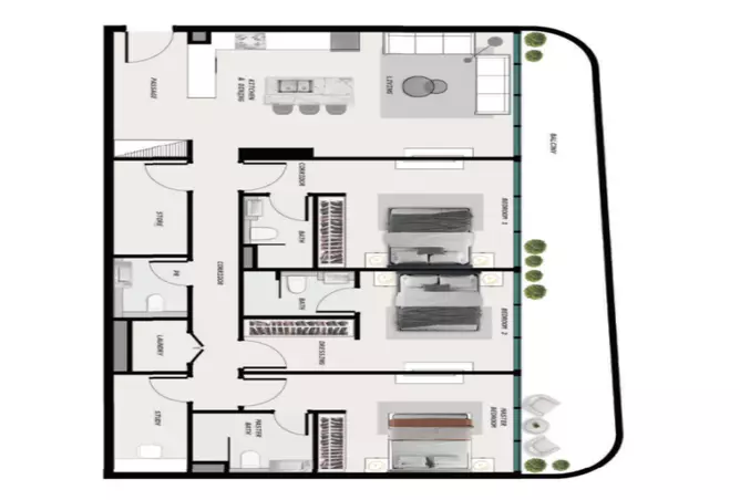 Ocean Pearl 2 By Sd — 3BR floor plan