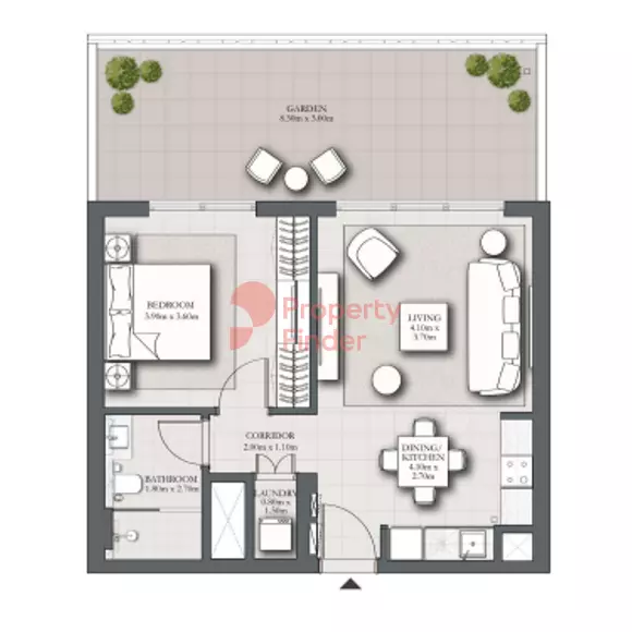 Park Horizon Type B1 building 2 ground level unit g06, 1 bed