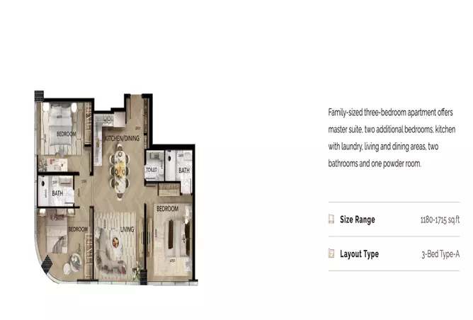 Radiant Bridges — 3BR floor plan