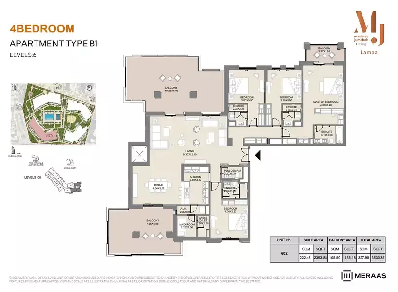 Lamaa Mjl Building 2 - Type B1 - Unit 602, 4 beds