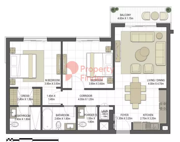 Aysha Residences By Eagle Hills B2-TYPE 2A-2, 2 beds
