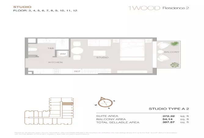 1WOOD Residence Phase 2 By Object 1 — Studio floor plan
