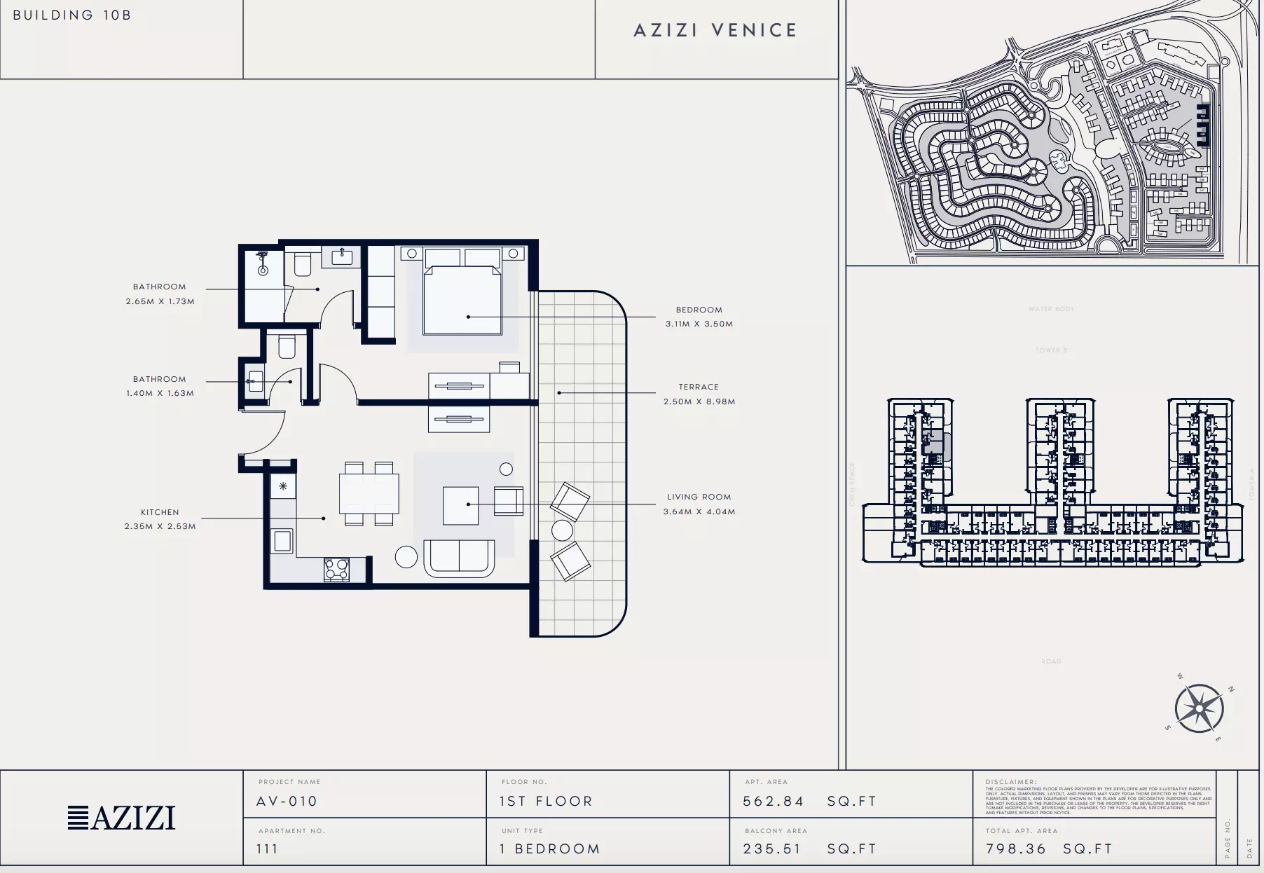 Azizi Venice 10 Type 111-Building B, 1 bed