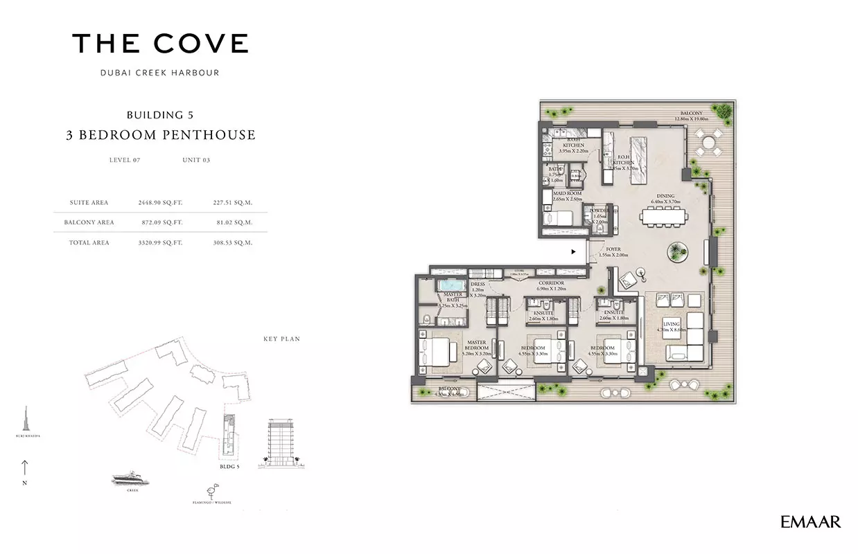 The Cove Phase 2 By Emaar Building 5 - Level 07, Unit 03, 3 beds