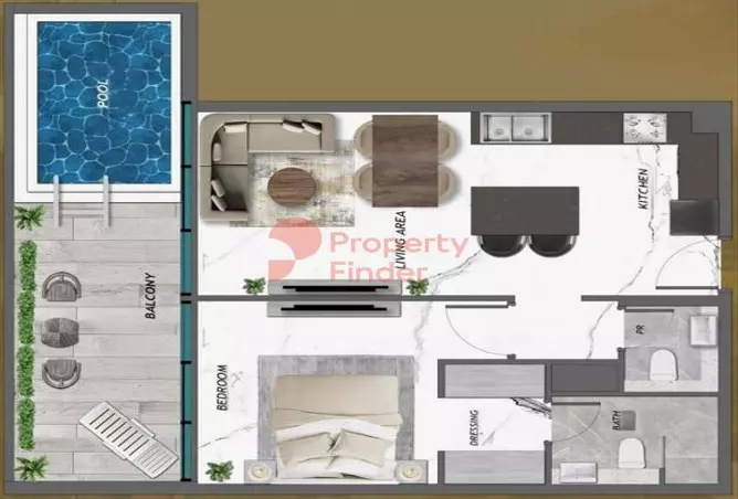 Samana Golf Views — 1BR floor plan