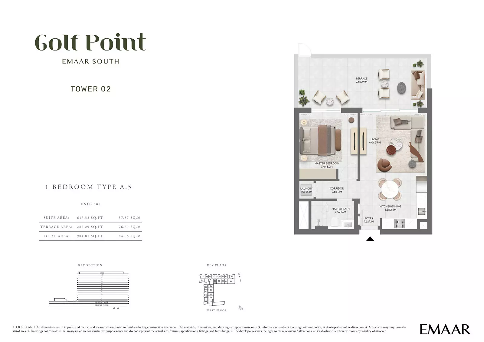 Golf Point Tower 2 - Type A-5, 1 bed
