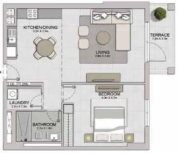 La Sirene Phase1 By Meraas Type 2, 1 bed