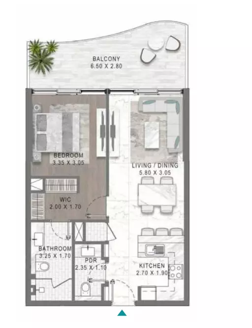 Lagoons Views Phase 2 By Damac Tower 11C, 11D, 12C & 12D Type 30, 1 bed