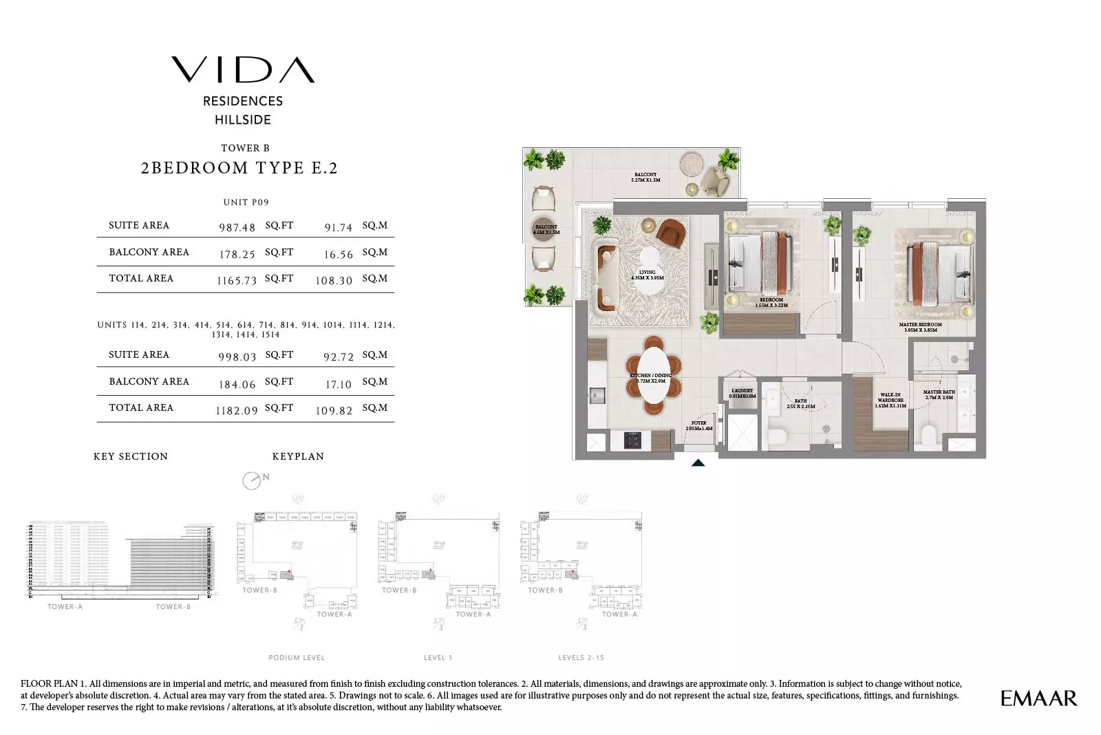 Vida Residences Hillside Type E2-Tower B, 2 beds