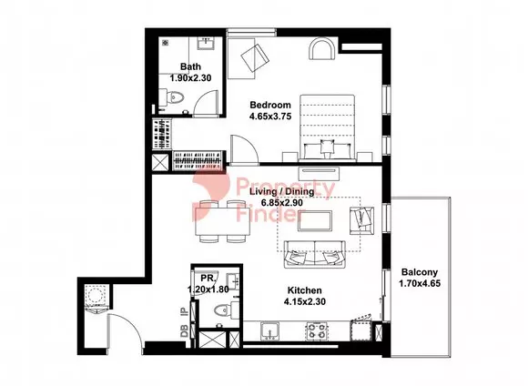 Midtown Noor Type-G Level-2-4 Building 7, 1 bed