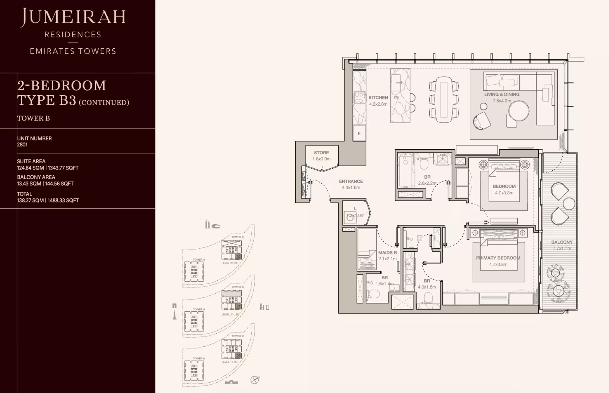 Jumeirah Residences Emirates Towers Type B3 Continued-Tower B, 2 beds