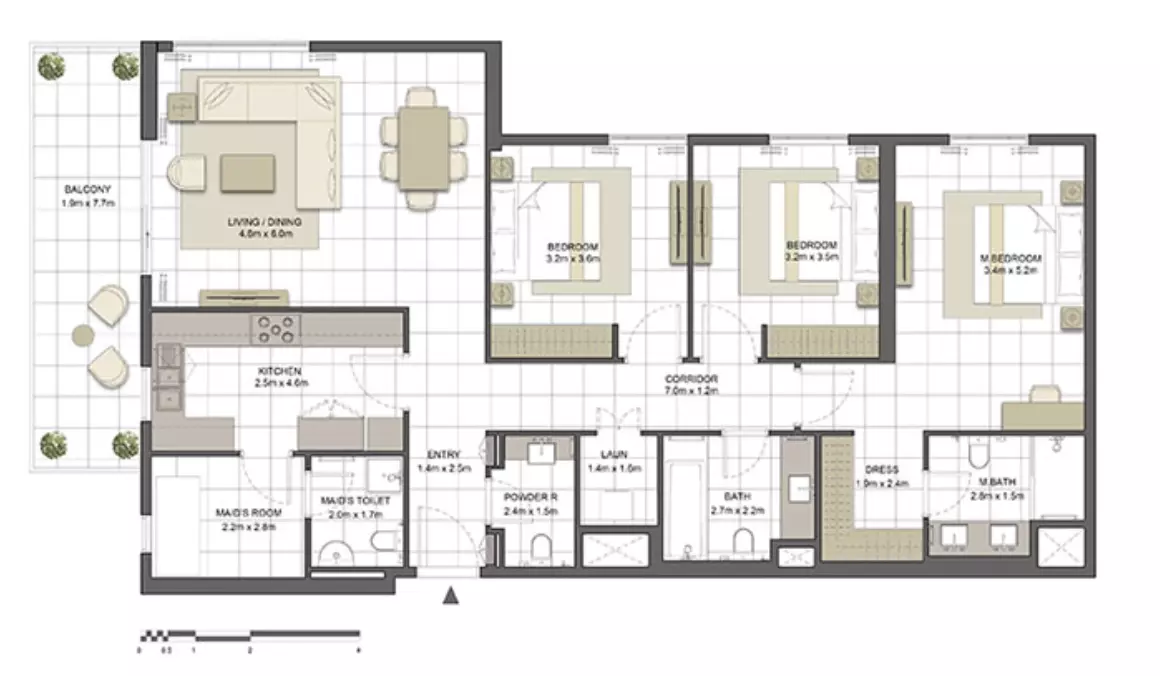Crystal Residences Tower 2 - Type 3C, 3 beds