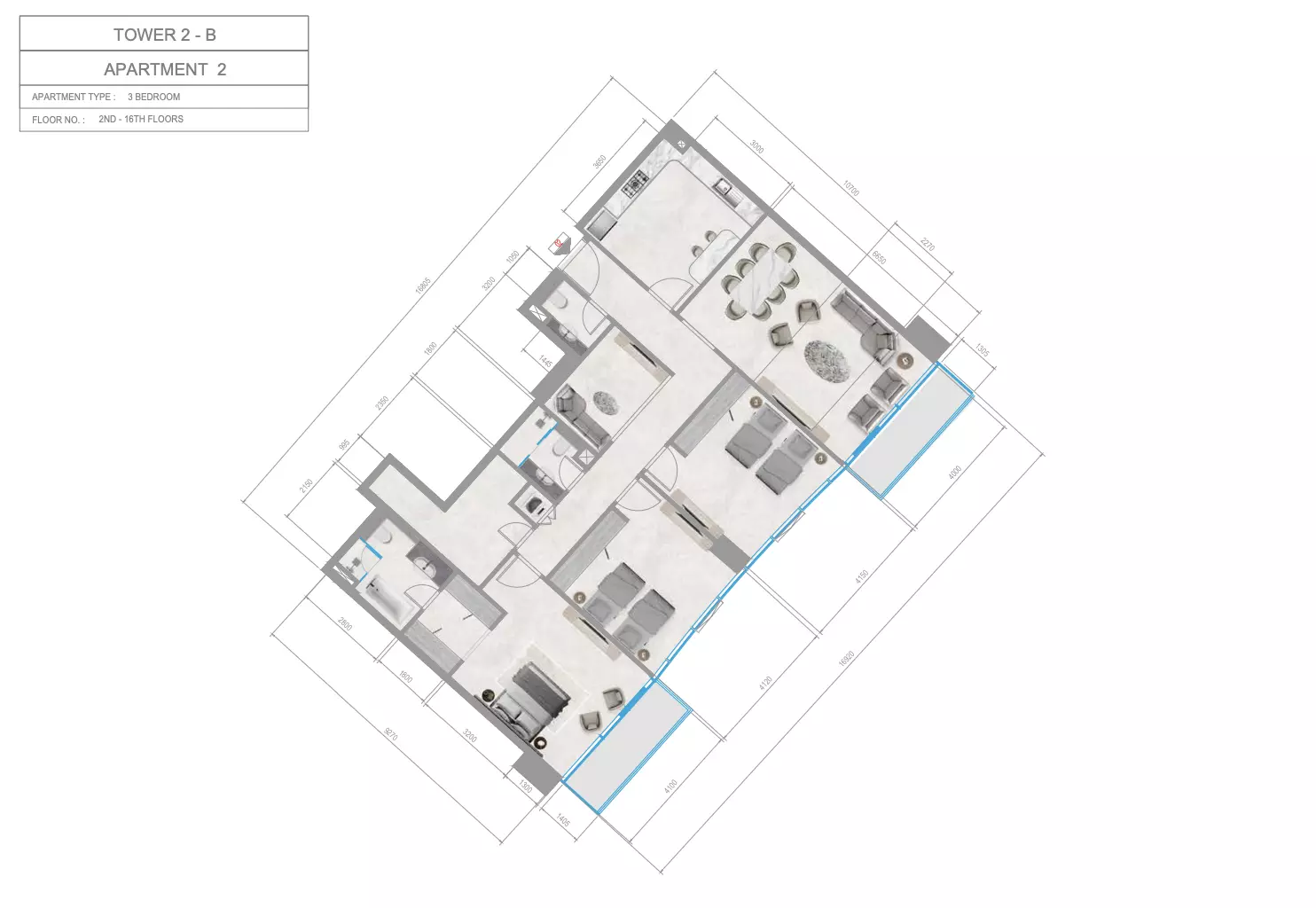 Orchid Towers Phase 1 - Type 1-Tower B Floor Plan