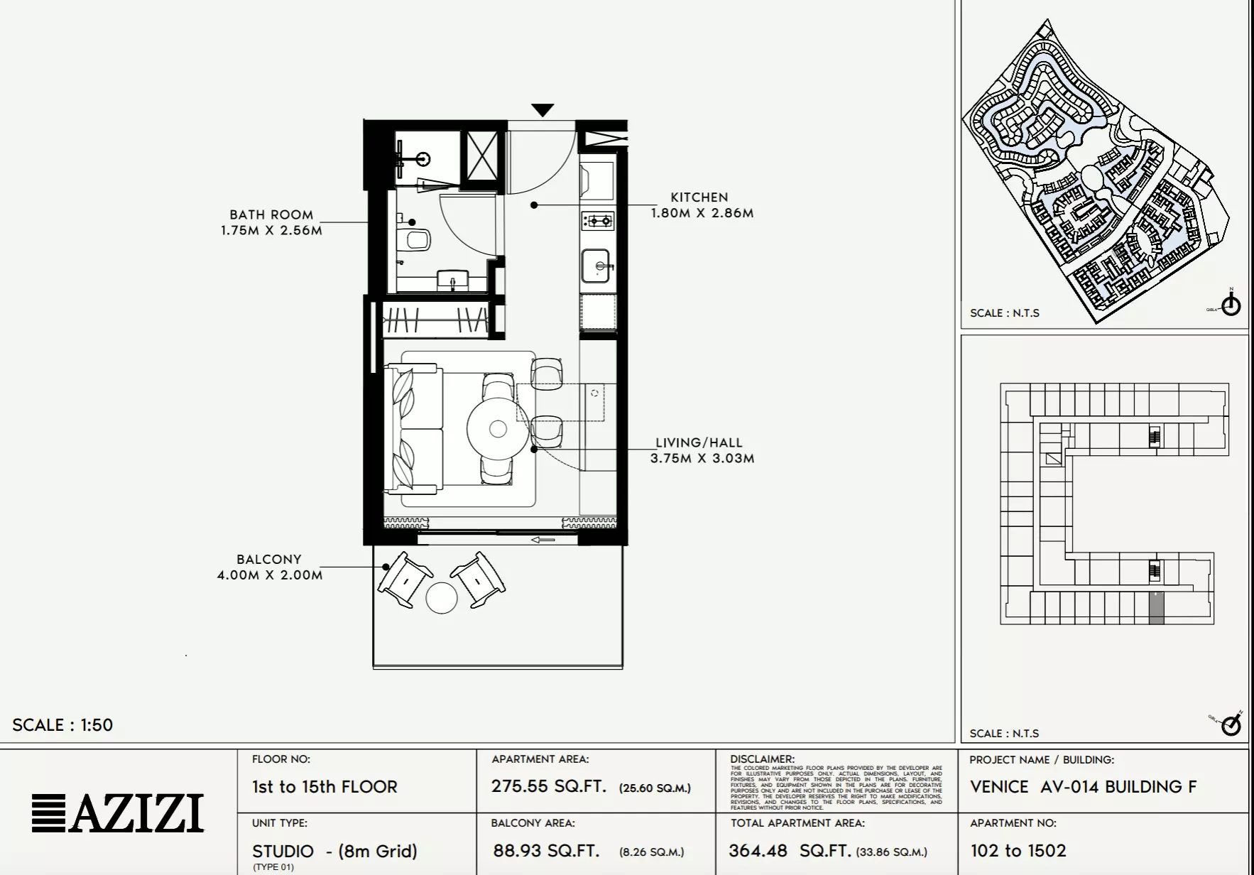 Azizi Venice 14 Type 102-Building F, studio